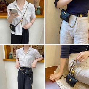 Chain waist bag Luxury brand Small Fragrance women's leather waist bag Cosmetics Storage Bag Breast Bag Mini women's belt bag Fashion crossbody shoulder bag