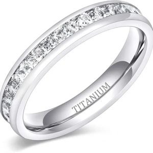 Anel de noivado de titânio de 3mm anel de titânio de zircônia eternidade e eternidade Baia de casamento tamanho 6 a 10