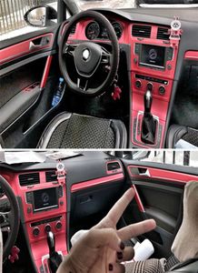 Interior Sport Red Carbon Fiber Protection Stickers Decals Fibra Styling Auto Car Styling para VW Golf 7 Mk7 GTI Acessórios2509727