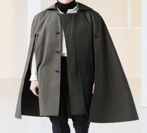 Men039s Wool Blends Mens Woolen Cashmere Cape Grusten Shawl Płaszcz Lapel Long Cloak Gothic Emporter Wysoka jakość Army Black Gray7413699