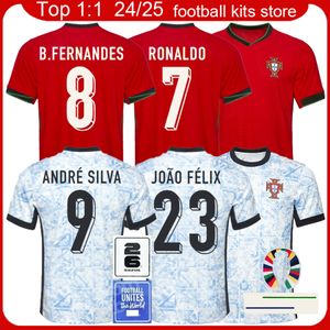 Portugalskie domy na wyjeździe fani fanów piłki nożnej 2024 Portugalii mężczyzn Wersja gracz koszulka piłkarska 24 25 B. Fernandes Joao Felix Football Shirt Maillot Camiseta Maglia