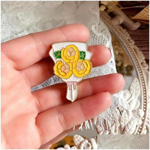 Pins Broschen also Milk Tee süßes Mädchen Jasmin Blume Drop Glasur Emaille Pflanze frische Brosche Frauen Accessoires Lieferung Schmuck Dhiuh Dhiuh