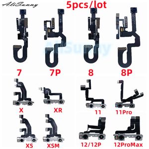 Alisunny 5pcs Cânta flexível da câmera frontal para iPhone 11 12 Pro Max Mini 7 8 Plus Facing Cam Light Light Proximity Sensor Repair Part