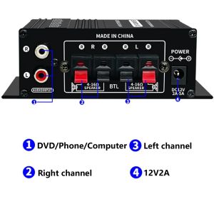 Ses amplifikatörü hifi kanalı 2.0 stereo amfi Ev sineması ses sistemleri bas ses amplifikatörleri 12v3a ak270