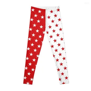 Active Pants Bright Red White Stars Leggings Leggins Push Up Woman for Fitness Sports Womens