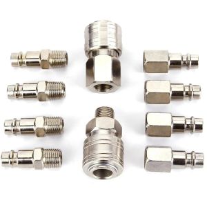 10pcs/set Quick Couplings BSP Air Line Fitting Euro 1/4"Air Line Fitting Hose Compressor Fitting Connector For Pneumatic Tools