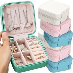 Storage Bags Portable Jewelry Box Organizer Display Travel Case Boxes Holder Leather Zipper Jewelers Joyero Packaging