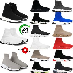 Designer Sock Shoes Trainer Casual Shoes For Men Womens Clear Sole Black White Beige Lace Neon Yellow Mens Sports Sneakers Tennis Hastighet Storlek 5.5-11