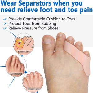 Pexmen 2Pcs/Bag Soft Gel Pinky Toe Separator and Protectors Little Toe Spacers for Small Toes Provide Separate and Protect