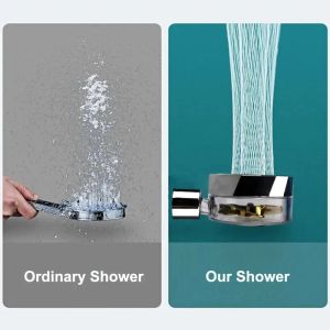 Duschhuvudvattenbesparande Hög PreAsure Turbo Propeller Flow Showerhead med fläkt Inbyggd filter Regns badrum Tillbehör