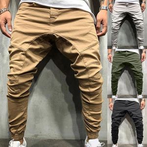Herrbyxor Autumn Hip Hop Side Zipper Panel Solid Color Simple Fashion Sports Casual Work Cargo Men
