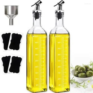 Storage Bottles 1/2 Pcs 500ml Glass Oil Bottle Square Jug Soy Sauce And Vinegar