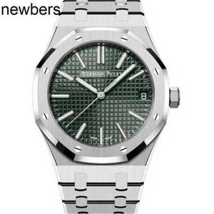 Homens Audempigut Luxury APS Factory Watch Movimento suíço Real oak Green Dial 41mm Relógio de aço (15510ST.OO.1320ST.04) 616A