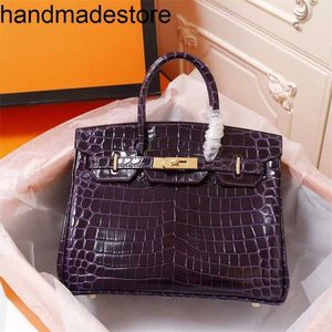 Leather Bk Designer Handbag Locomotive with Logo Saffi Line Smooth Crocodile Grain Portable Womens Bag Fashionable and for Women