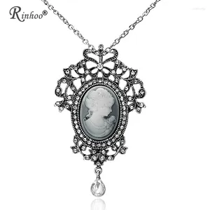 Anhänger Halsketten Rinhoo Anhänger Schmuck für Frauen Vintage Cameo Blume Schönheit Kristall Halskette Pullover Langkette