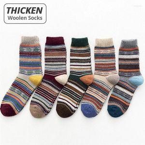 Herrensocken HSS Marke 5 Paare/Los verdicken Warmwolle Winter Herbst National Striped Business Männlich für Mann Geschenke Calcetinen