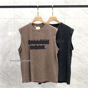 Mens Tank Üst Tişört Trend Marka Üç Boyutlu Yazı Saf Pamuk Lady Sport Rahat Gevşek Gevşek Sokak Kolsuz Yelek Top AB Boyutu S-XL 162