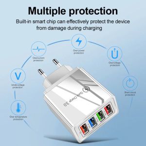 Adaptador de fonte de alimentação universal AC DC 5V 3A 4 portas carregador USB Telefone celular AC/DC USB 5 V Adaptador de energia 220V a 5V Plugue