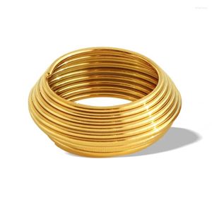 Correntes Oudianya Jewelry JZ20 Exagerado Geométrico Geométrico 18K Gold Bated Multi-camada anel