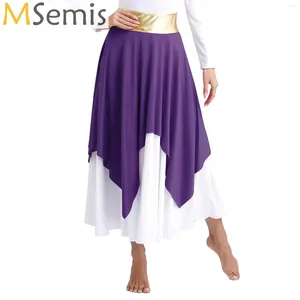 Stage Wear Women Overlay Praise Dance Skirts Performance Costume High Waist Worship Liturgical Dancewear Short Dress Ballet