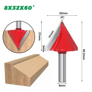 8mm shank V Bit CNC solid carbide end mill 3D Router Bits for Wood 60 90 120 150 deg tungsten woodworking milling cutter