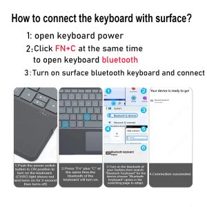 Teclado para o Microsoft Surface Pro 8 9 x 3 4 5 6 7 Custom russo espanhol em português francês Azzerty Alemão coreano Hebraico