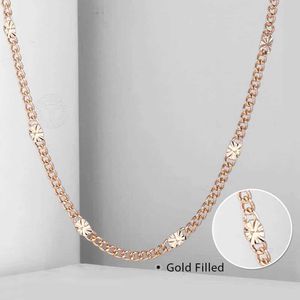 Pendant Necklaces 3mm Womens Necklace Curb Cuban Chain 585 Rose Gold Colored Necklace Fashion Jewelry 50cm 60cm DCN12Q