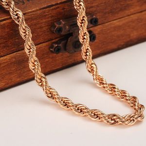 Cadeia de corda fina feminina rica 18 K Rose Gold Solid G F Coloque de pescoço de 5 mm de espessura 24 19 6inch Select3004