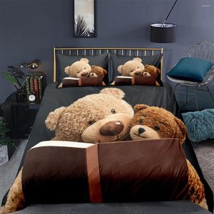 Set di biancheria da letto cartone animato orsacchiotto coperta per trapunta orso 3d bambini bambini adulti tre pezzi semplici set di letti adorabili adorabili
