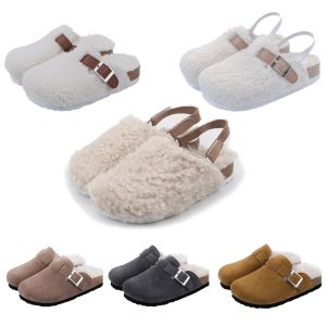 Sneakers Home Nonslip Slipper Children Warm Fur Bedroom Plush Slippers Cork Imitation Wool Slippers Winter Kids Boys Girls Soft Shoes