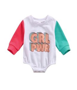 Mababy 024M Born Baby Girls Girls Romper Grl PWR Letter Print Longa Mumbo de manga longa Cute Autumn Spring Clothing 22031091218452746058