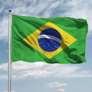 Brazil 3Ftx5Ft Flag Brazilian Football Cheerleader Flag 90x150CM Custom Super-Poly Indoor/Outdoor Decor National Flag Banner