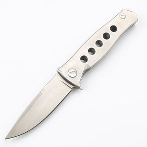 CK0409 High Quality Flipper Knife D2 Satin Drop Point Blade Stainless Steel Handle Outdoor Camping Hiking Fishing Ball Bearing Fast Open Folder Knives