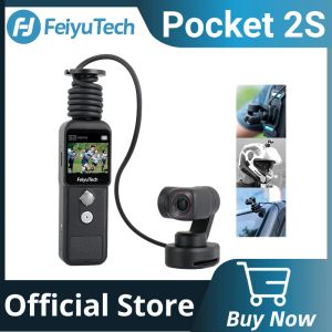 Kameror Feiyutech Offcial Pocket 2s 3Axis Gimbal 4K Camera Split Design Magnet Base 1 / 2.5 tums sensor 130 ° synfält Ultra HD