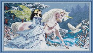 Elves Riding Unicorns home cross stitch kit Handmade Cross Stitch Embroidery Needlework kits counted print on canvas DMC 14CT 116822020