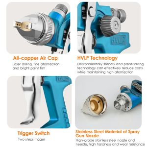 重力飼料HVLPエアスプレーガンキットエアスプレー液とノズル付きエアスプレー装置自動車修理壁の塗装用の塗装スプレーガン