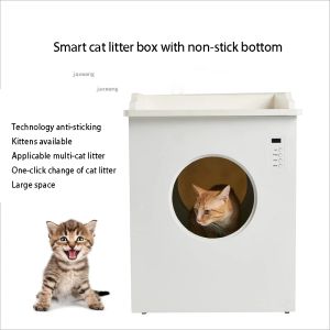 Fullt slutna fram-entré Självrengöring Katter Kull Box Smart Electric Cat Plastic Toaletter Deodorant Anti-Plashing Pet Sandbox