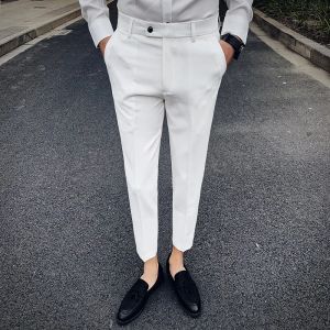 2024 Summer Solid Business Dress Pants Slim Fit Casual Office Social Suit Pants Breattable Companed Pants 28-38