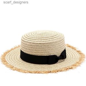 Breite Krempe Hüte Eimer Hüte 2020 Neuer Verkauf flach hoher Sonnenhut Sommer Spring Womens Travel Caps Bandages Strand Kindertrawhut Atmungsabstimmung Girls Hut Y240409