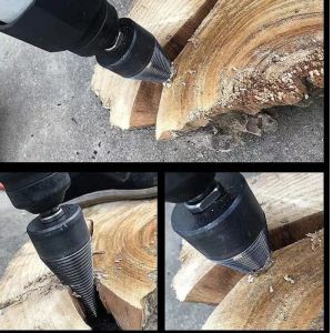 32mm Firewood Splitter Woodworking Fast Wood Splitting Artifact Black Drill Bit Wood Split Cone Drill Bit Tool Hex Shank