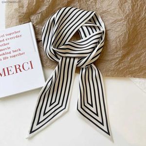 Sjalar pannband förpackning kvinnors sjal krage ränder franska och koreanska sjal tryckt halsduk liten lång scarfl2404