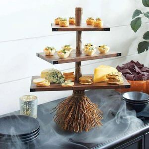 Witch Broom Table Tree Croot Decor Cray Cake Dessert Fruit Stand Food Food Display Хэллоуин 240407