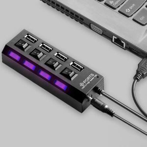 PRÁTICA SEGURA USB 2.0 Hub múltiplo Use o adaptador de potência Universal com o switch USB Splitter Hub PC Acessórios