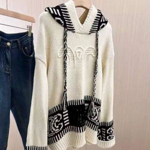 Hoodie Frauen Designer Pullover Frauen Fashion klassisches Stickmuster Kapuzenpullover lässig Lose Strickpullover Strickwege