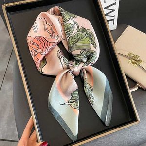 Scarves Floral Neckerchief % Pure Silk Scarf for Women New Square Shawl Hair Ribbon Headband Luxury Brand Neck Tie Wrist Wrap Bandana240409