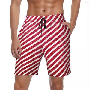 Pantaloncini da uomo Stripes a strisce motivi per le caramelle natalizie estate y2k pantaloni corti da spiaggia divertenti uomini sport tronchi traspiranti