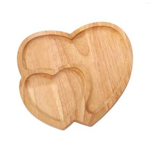 Decorative Figurines Heart Serving Tray Storage Shaped Desserts Plate Rustic Sushi Food Display Dining Table For Valentines Day Parties