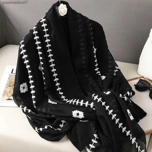 Shawls New luxury brand fashion embroidered scarf designer womens shawl shoulder strap scarf and wrapped soft Muslim headscarf 2024L2404