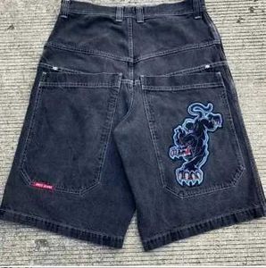 Men's Y2k Retro Gothic Pattern Printed JNCO Denim 2000s Style Hip Hop Bag Summer Mens Beach Jeans Jorts Gym Shorts J240409