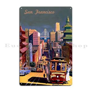 Retro San Francisco City View Metall Plaque Wandhöhle Wandkneipe Designing Design Malerei Zinnschild Poster